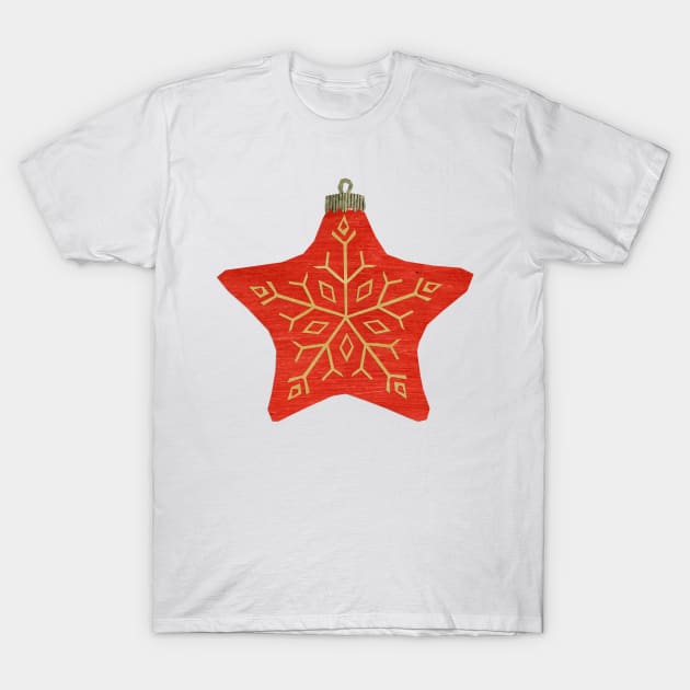 Bauble - Trad red star snowflake T-Shirt by Babban Gaelg